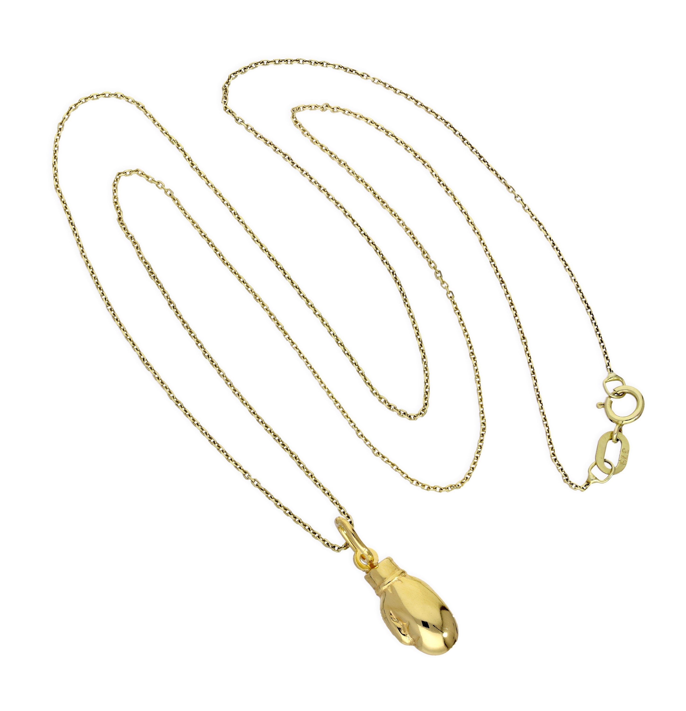 9ct Gold Boxing Glove Pendant Necklace 16 - 20 Inches