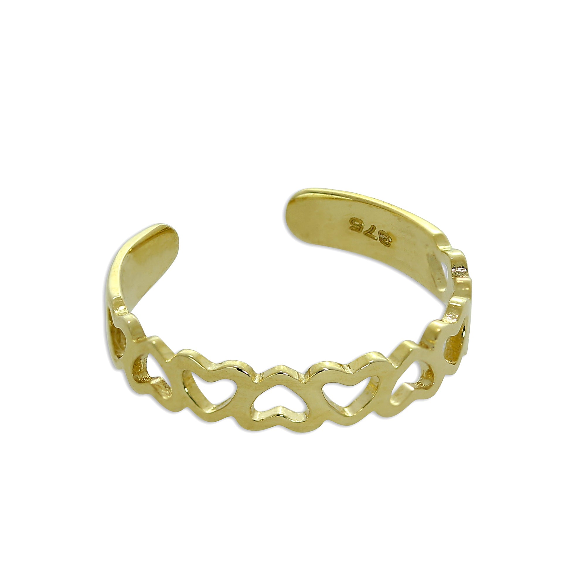 9ct Gold Toe Ring w Cut Out Hearts