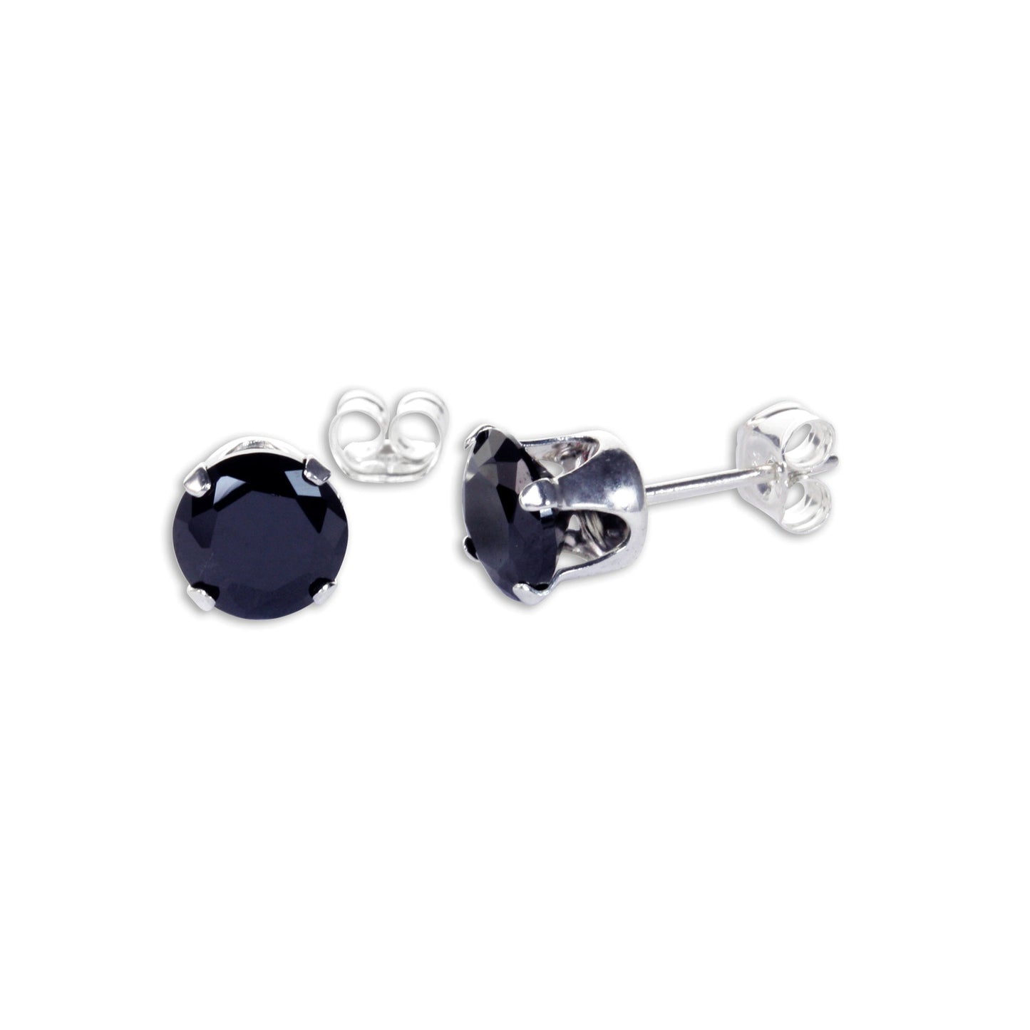Sterling Silver Round CZ Stud Earrings