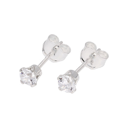 Sterling Silver 3mm Round CZ Stud Earrings