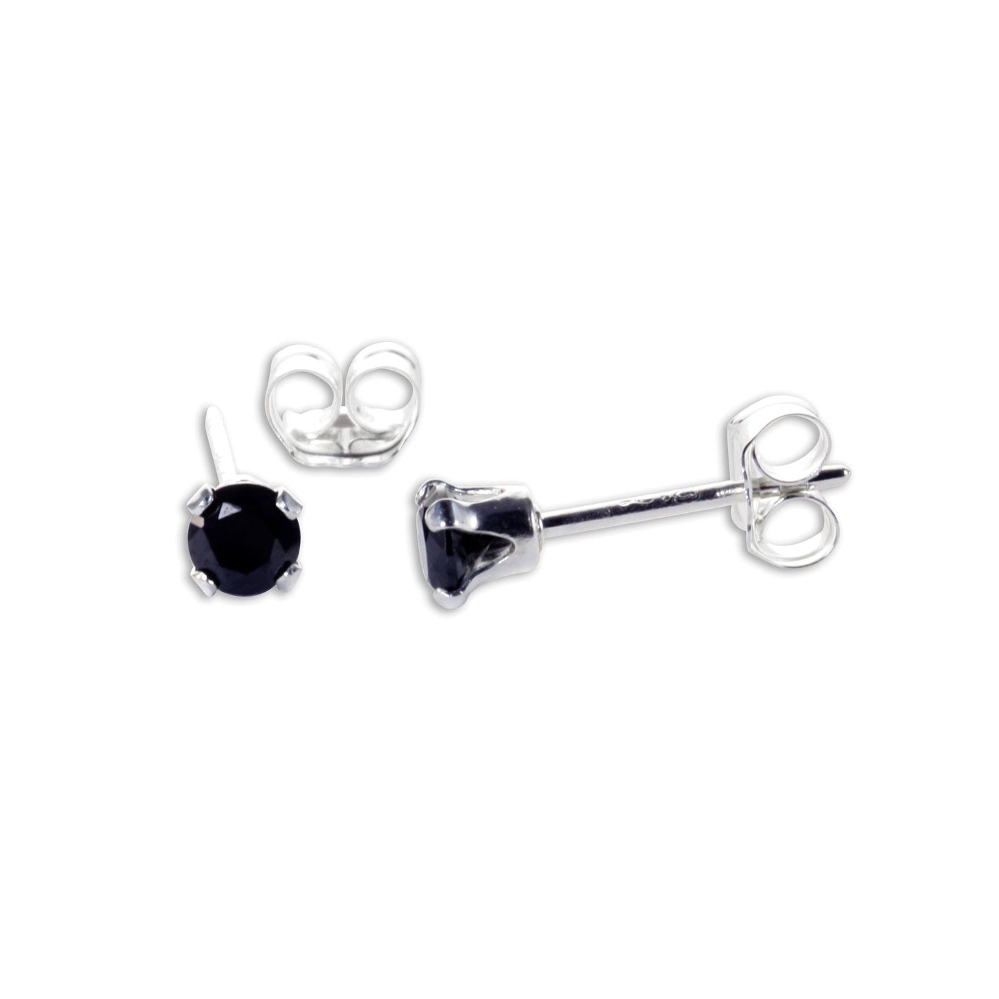 Sterling Silver Round CZ Stud Earrings