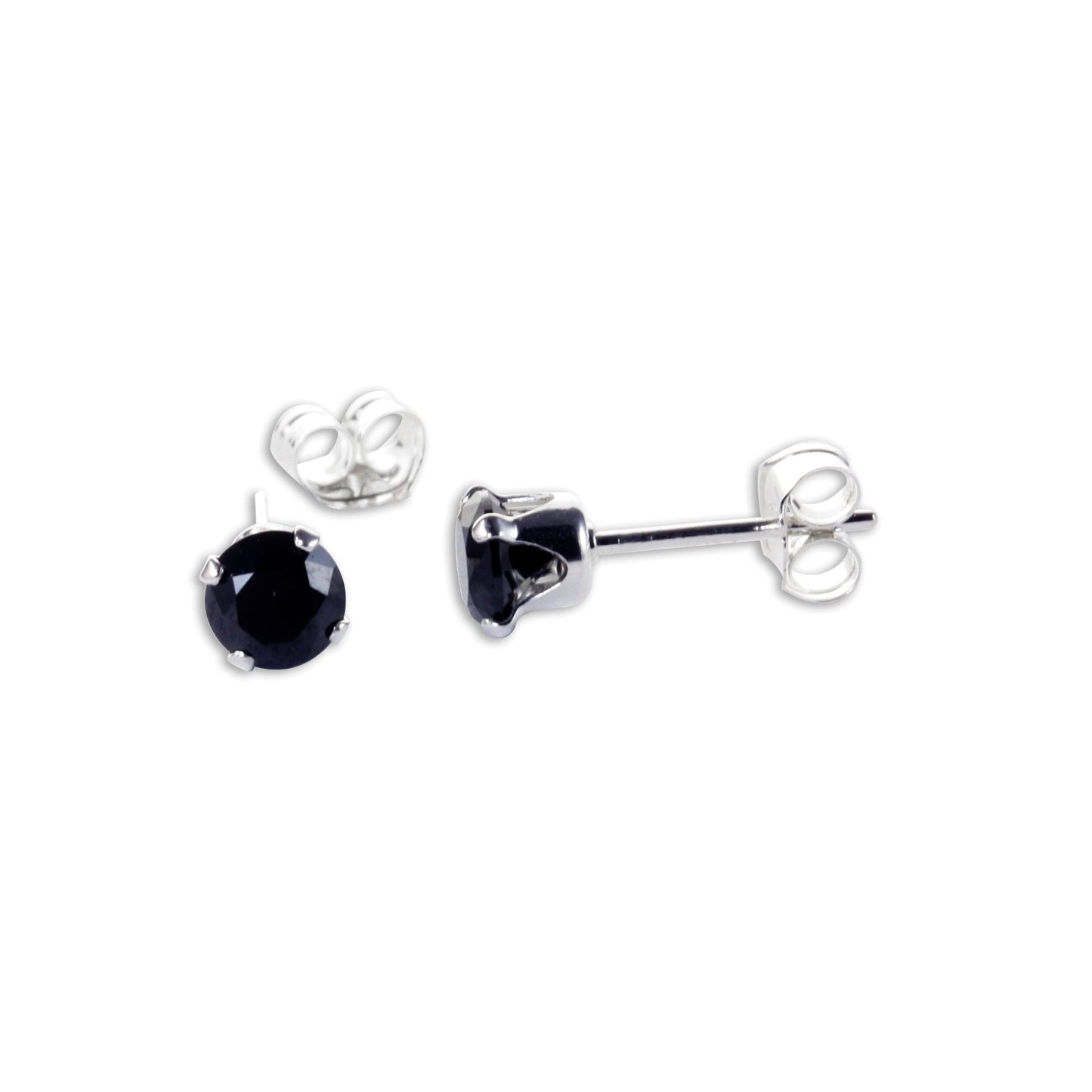 Sterling Silver Round CZ Stud Earrings