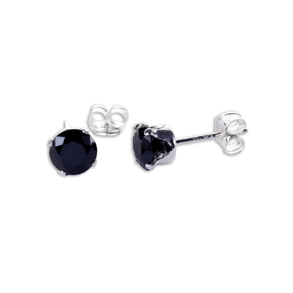 Sterling Silver Round CZ Stud Earrings