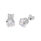 Sterling Silver Round CZ Stud Earrings