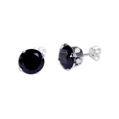 Sterling Silver Round CZ Stud Earrings