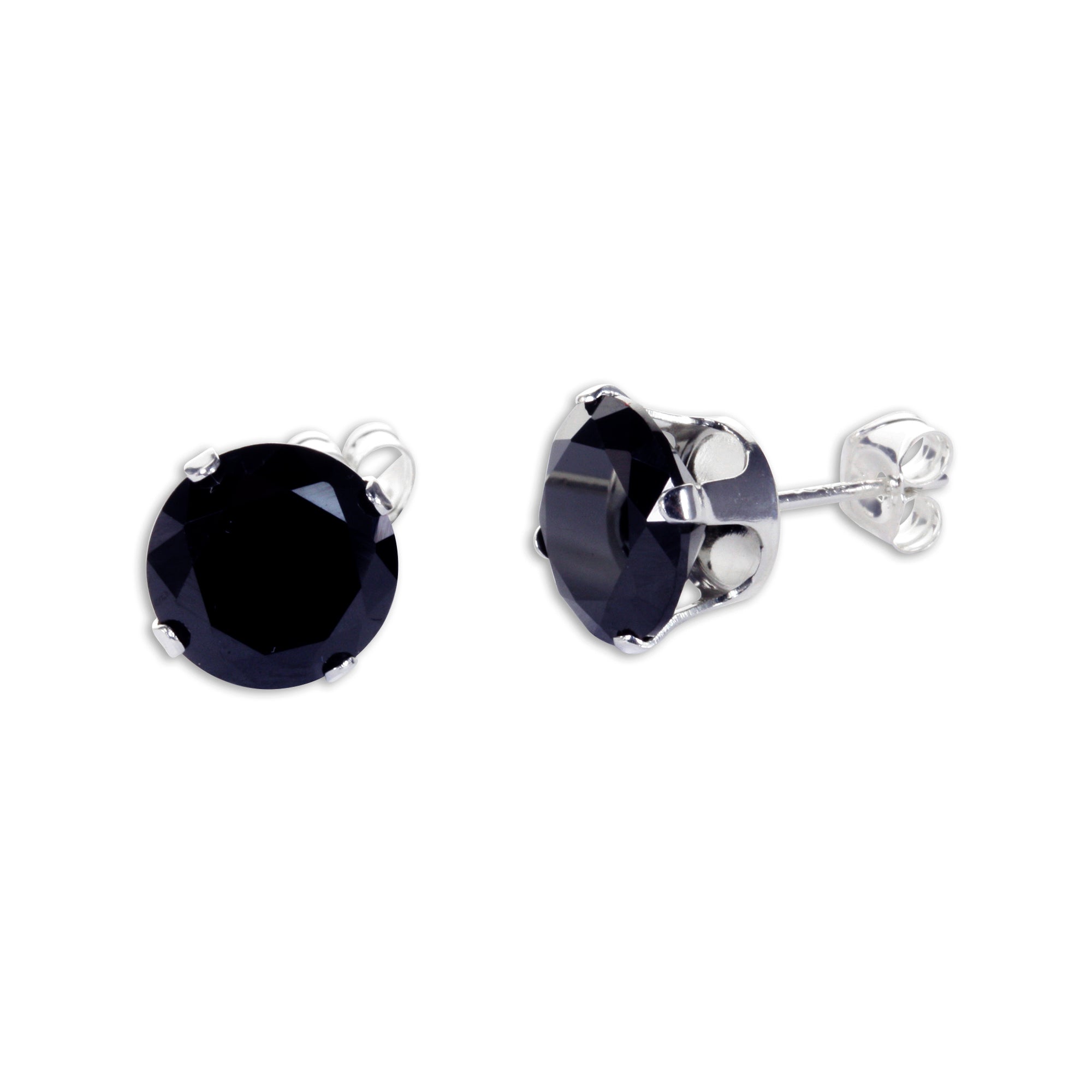 Sterling Silver Round CZ Stud Earrings