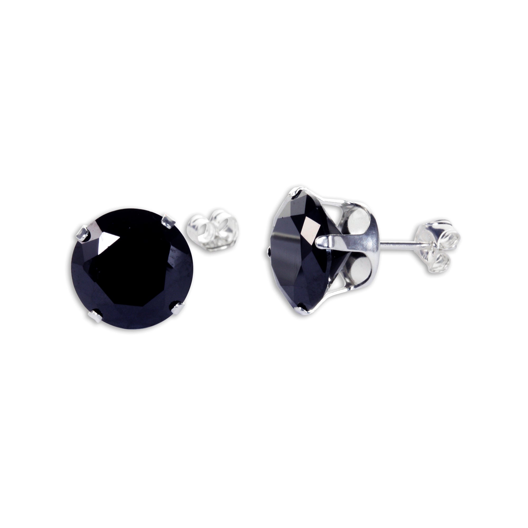 Sterling Silver Round CZ Stud Earrings