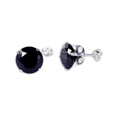 Sterling Silver Round CZ Stud Earrings