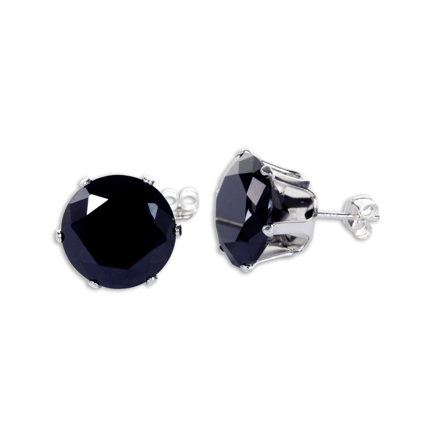 Sterling Silver Round CZ Stud Earrings