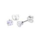 Sterling Silver Square CZ Stud Earrings