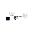 Sterling Silver Square CZ Stud Earrings