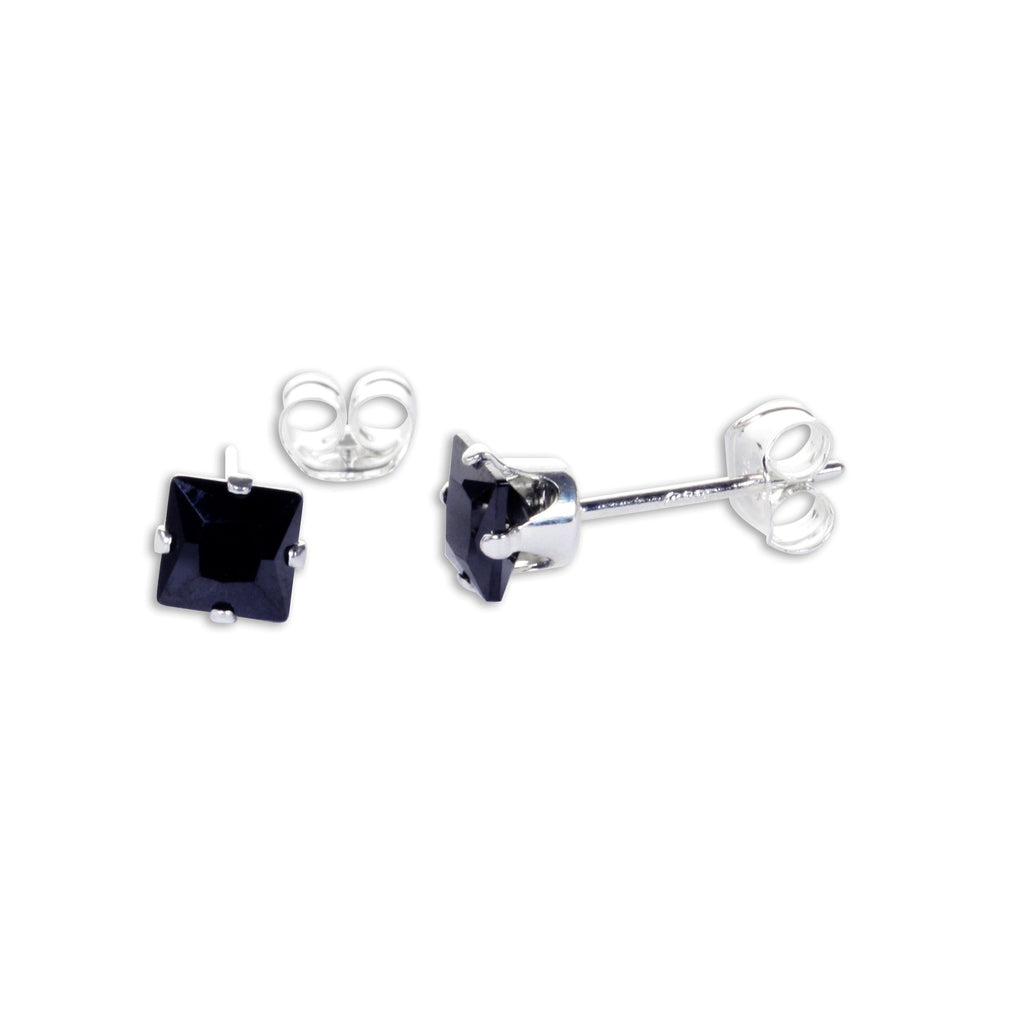 Sterling Silver Square CZ Stud Earrings