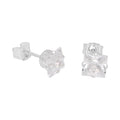 Sterling Silver Square CZ Stud Earrings
