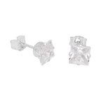 Sterling Silver Square CZ Stud Earrings