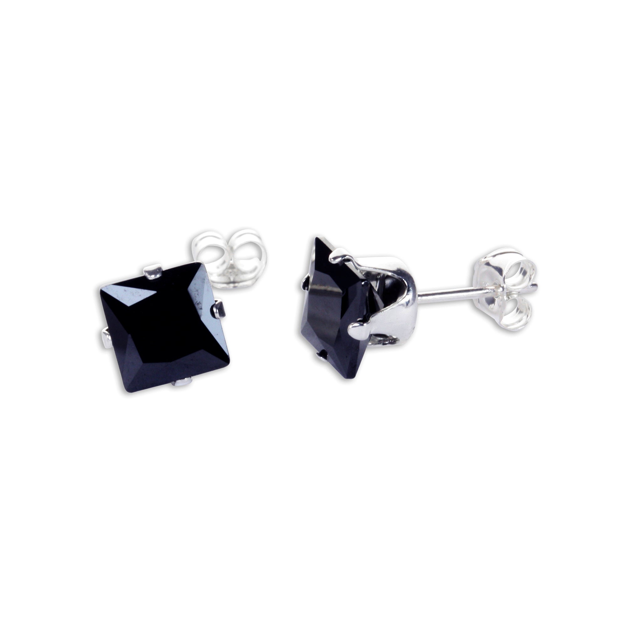 Sterling Silver Square CZ Stud Earrings