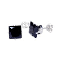 Sterling Silver Square CZ Stud Earrings