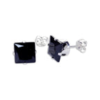 Sterling Silver Square CZ Stud Earrings