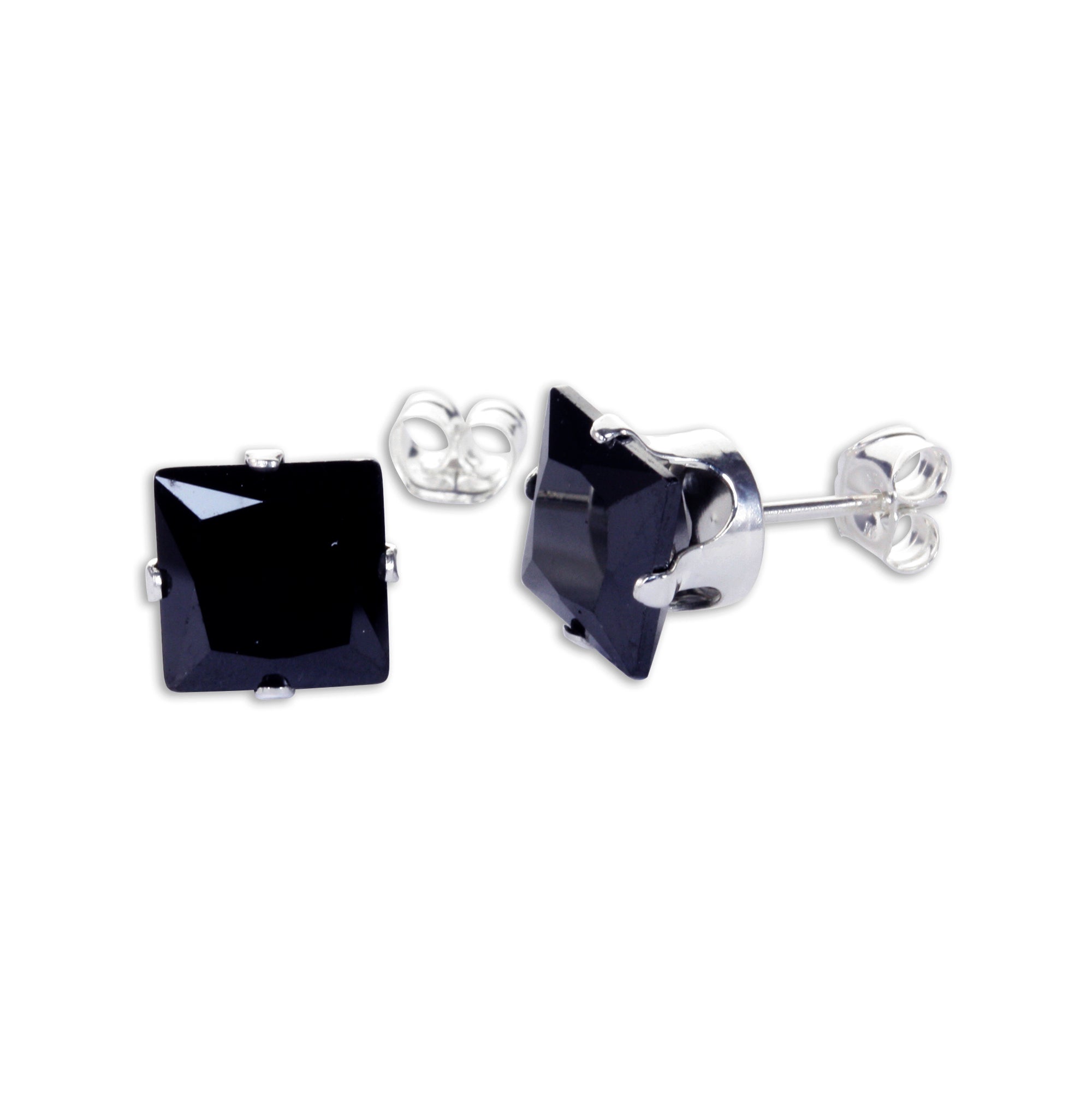 Sterling Silver Square CZ Stud Earrings