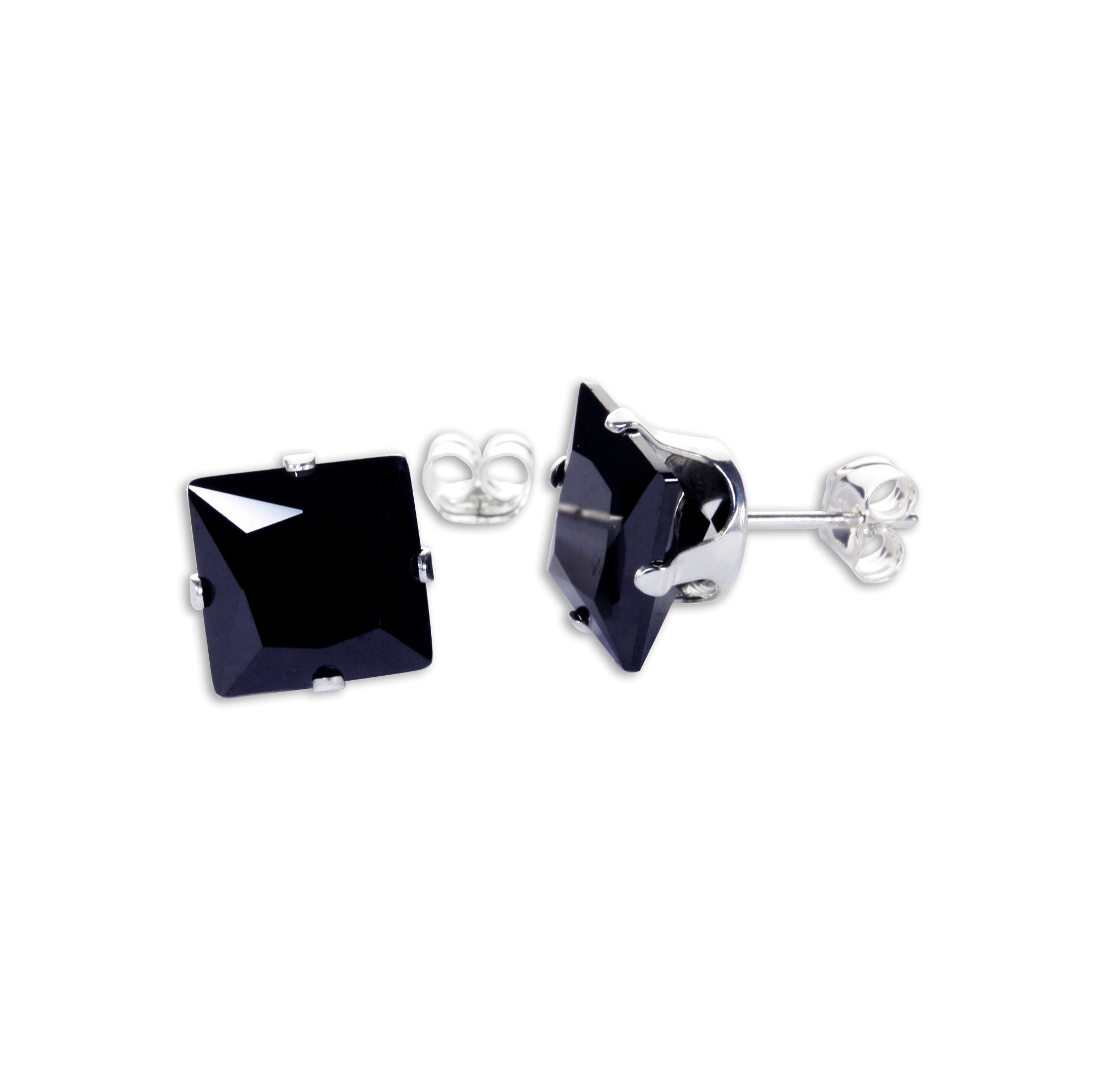 Sterling Silver Square CZ Stud Earrings