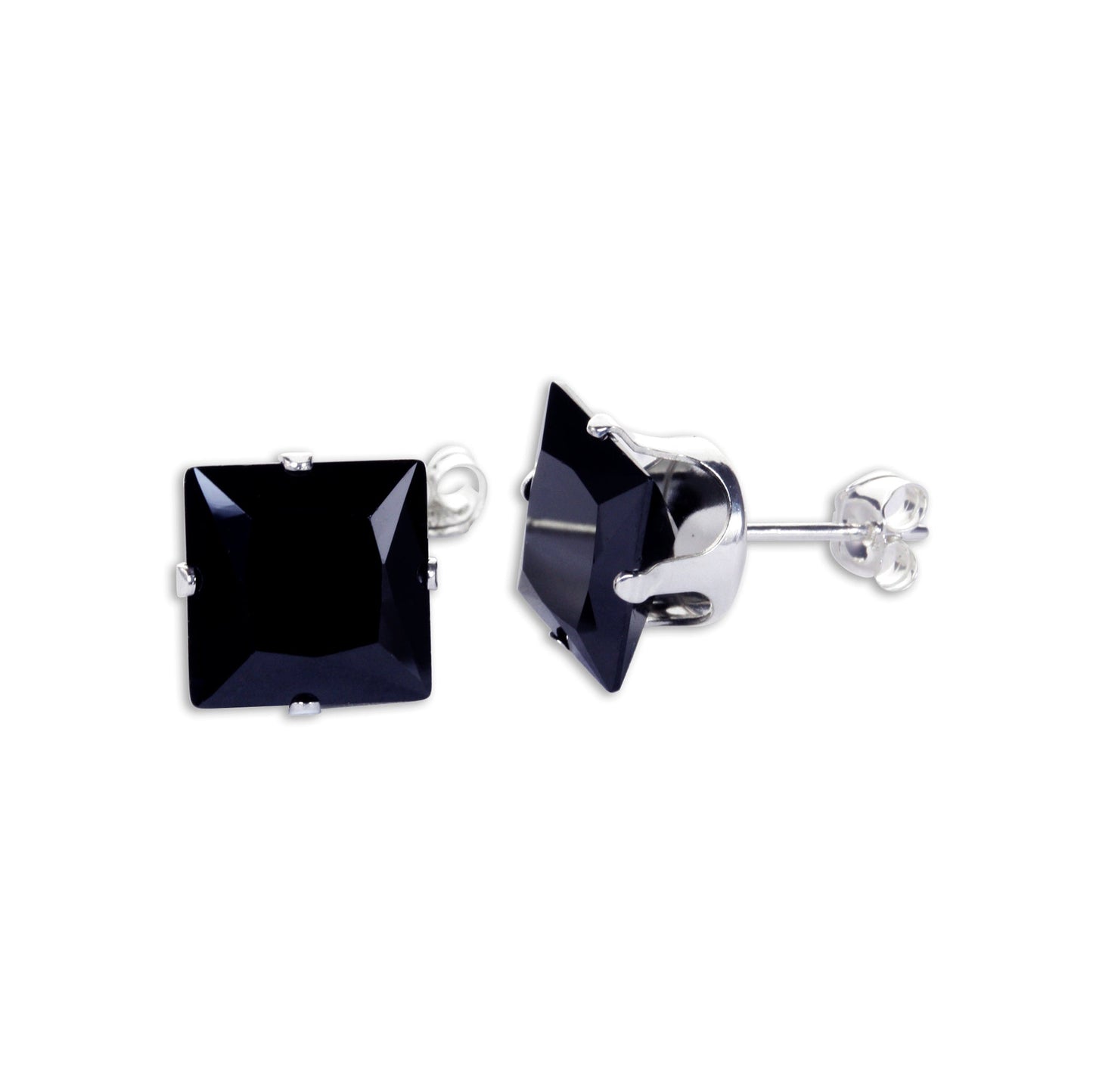 Sterling Silver Square CZ Stud Earrings