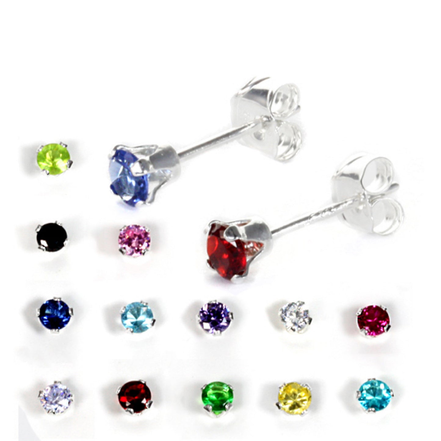 Sterling Silver 3mm Round CZ Stud Earrings