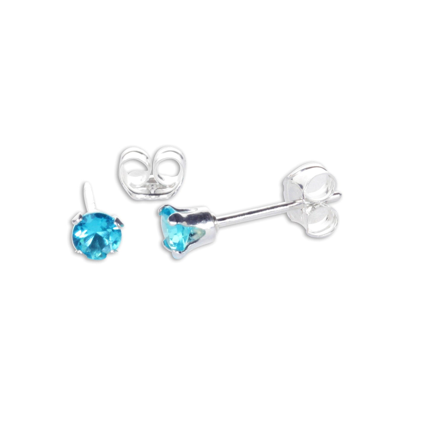 Sterling Silver 3mm Round CZ Stud Earrings
