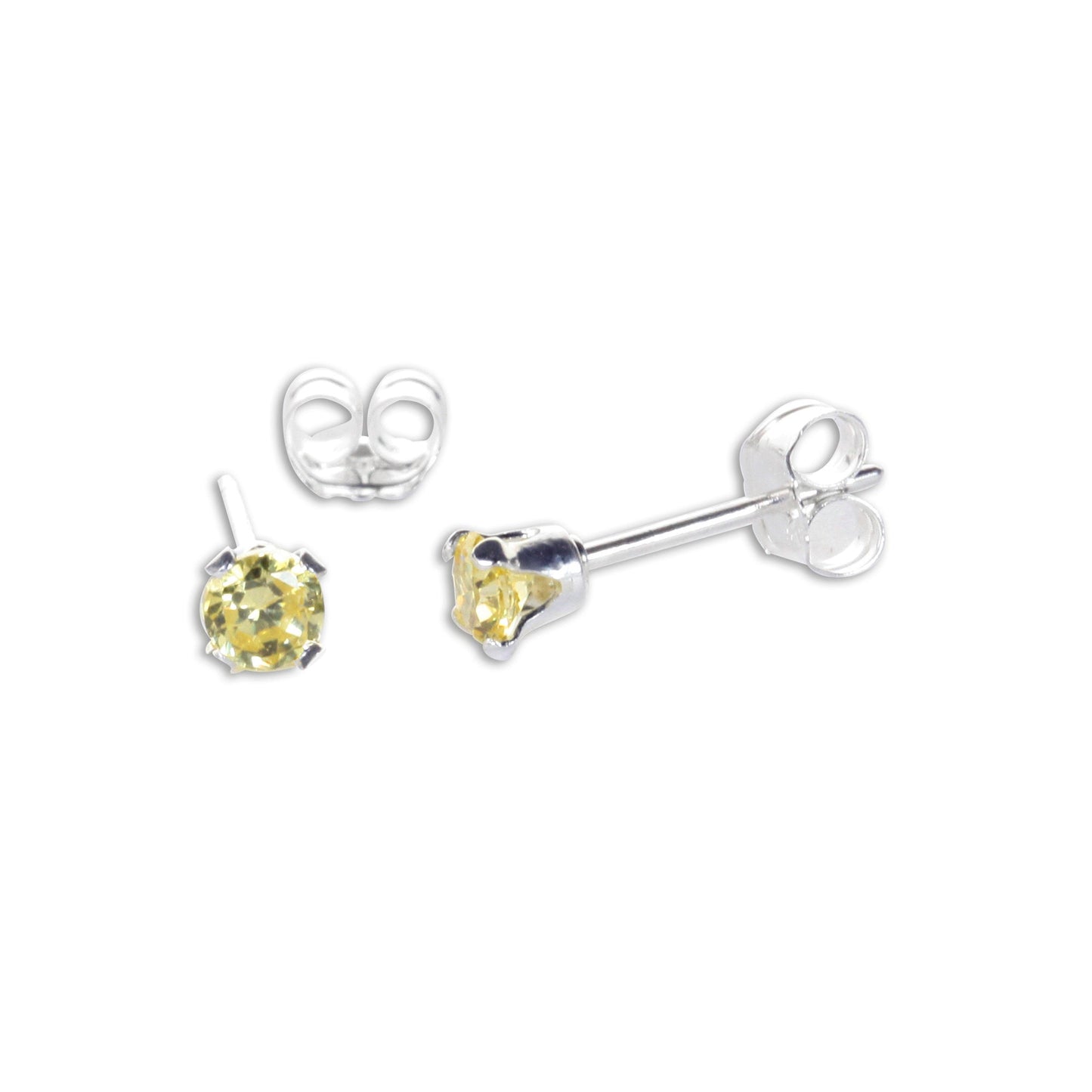 Sterling Silver 3mm Round CZ Stud Earrings
