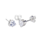 Sterling Silver 4mm Heart CZ Stud Earrings