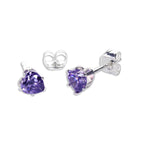 Sterling Silver 4mm Heart CZ Stud Earrings