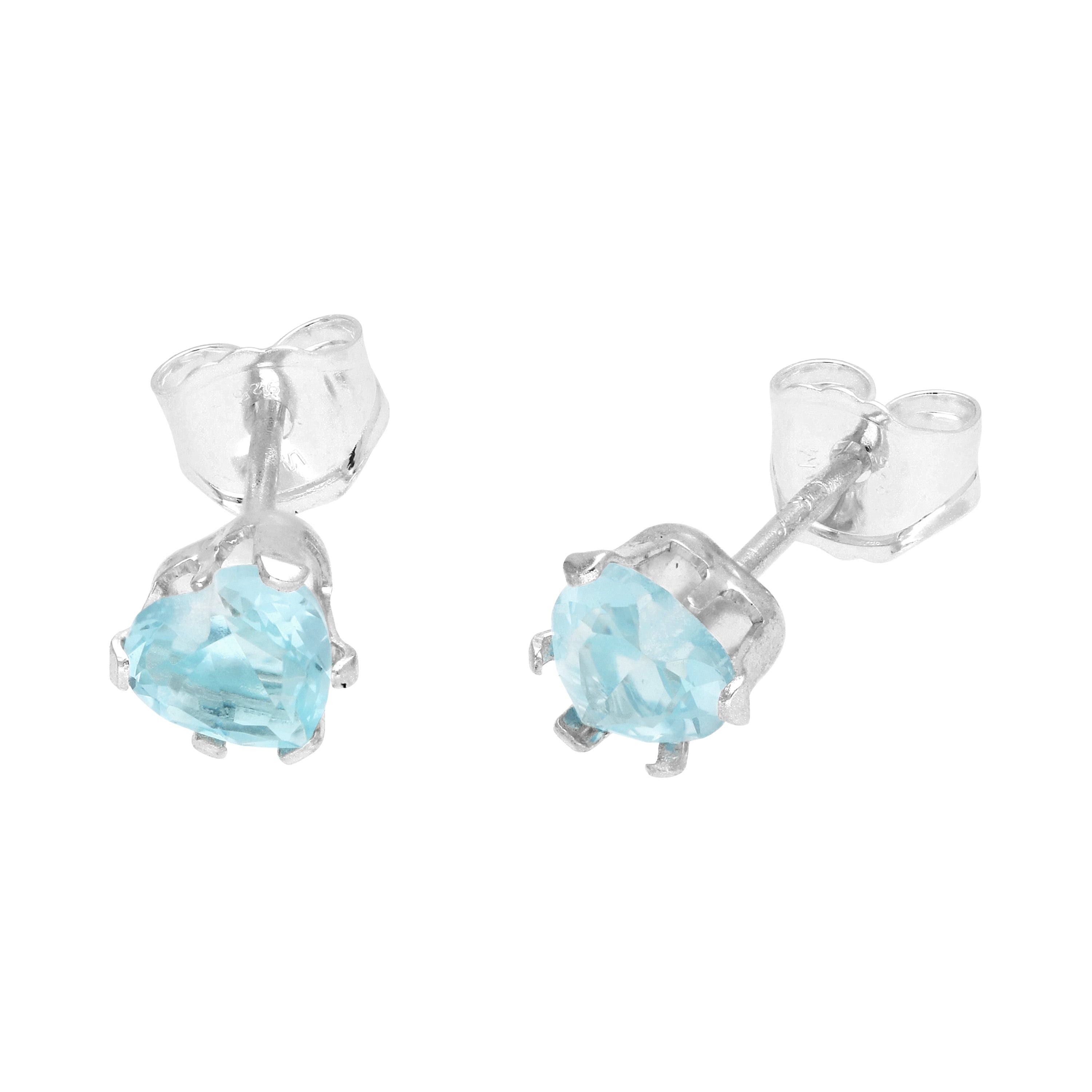 Sterling Silver 4mm Heart CZ Stud Earrings