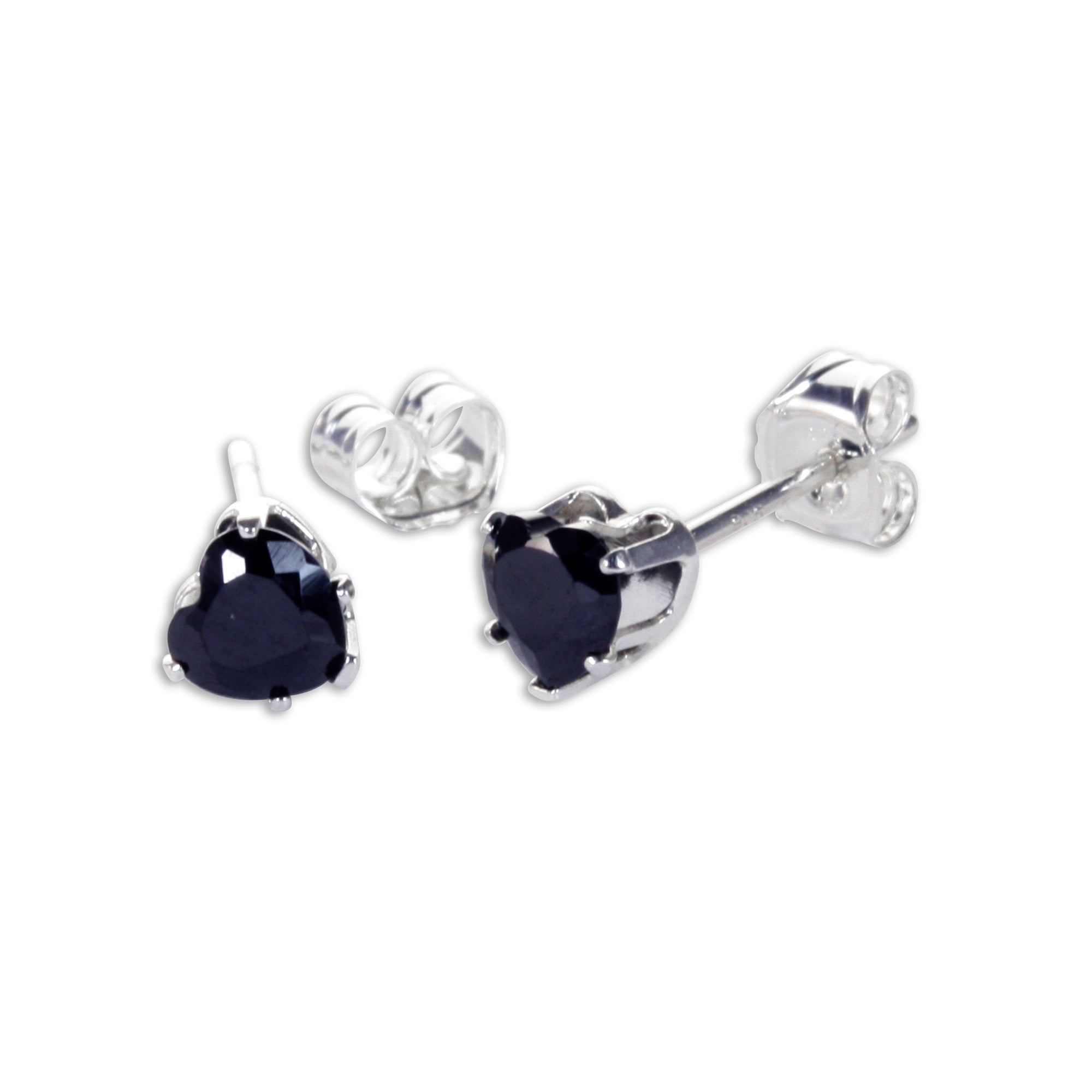 Sterling Silver 4mm Heart CZ Stud Earrings