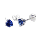 Sterling Silver 4mm Heart CZ Stud Earrings