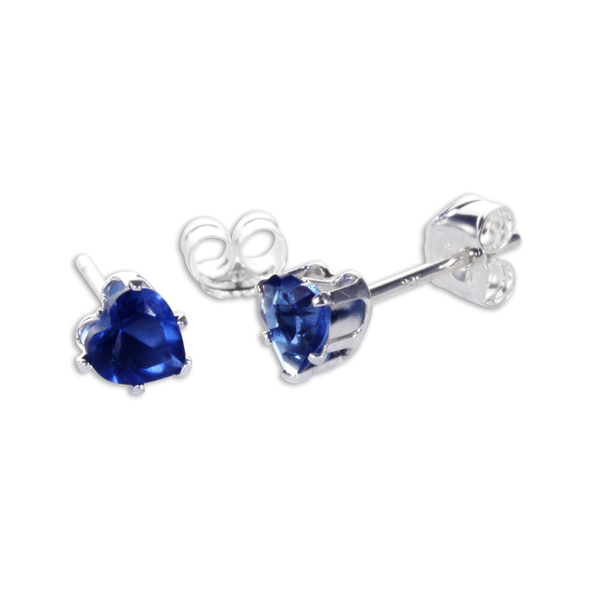 Sterling Silver 4mm Heart CZ Stud Earrings