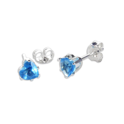 Sterling Silver 4mm Heart CZ Stud Earrings