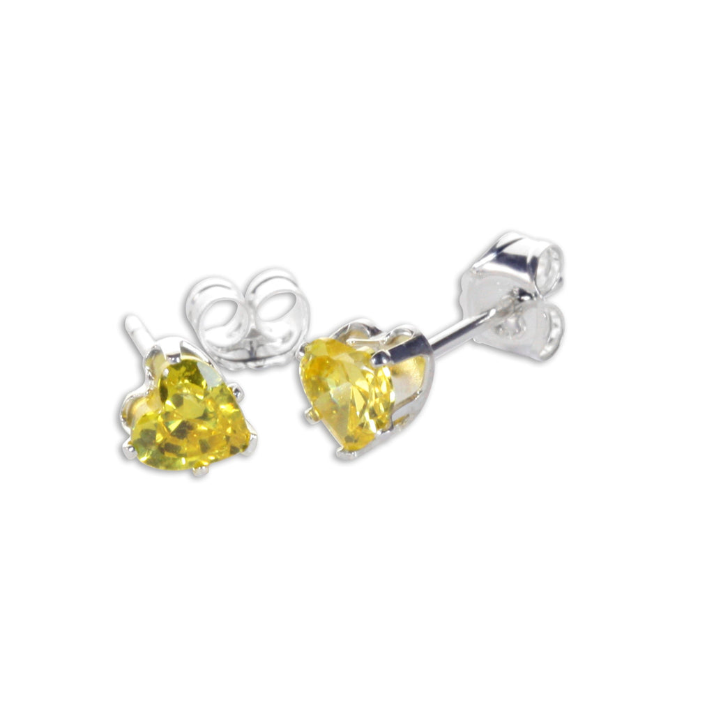 Sterling Silver 4mm Heart CZ Stud Earrings