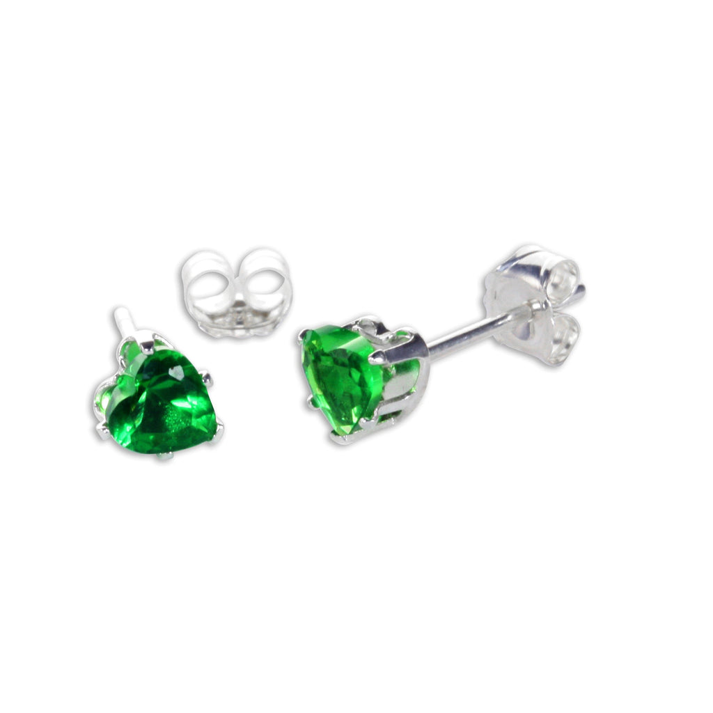 Sterling Silver 4mm Heart CZ Stud Earrings