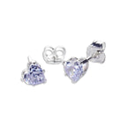 Sterling Silver 4mm Heart CZ Stud Earrings