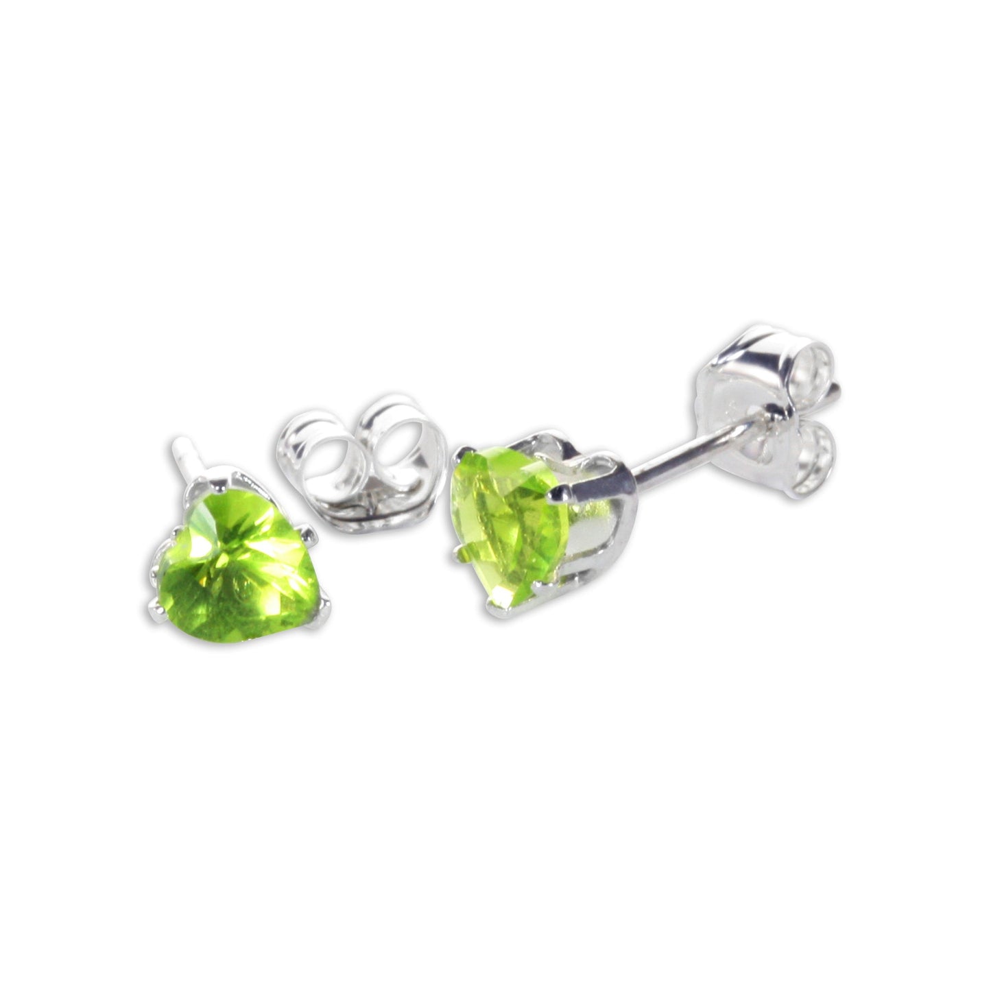 Sterling Silver 4mm Heart CZ Stud Earrings