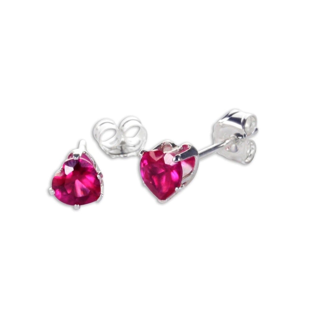 Sterling Silver 4mm Heart CZ Stud Earrings