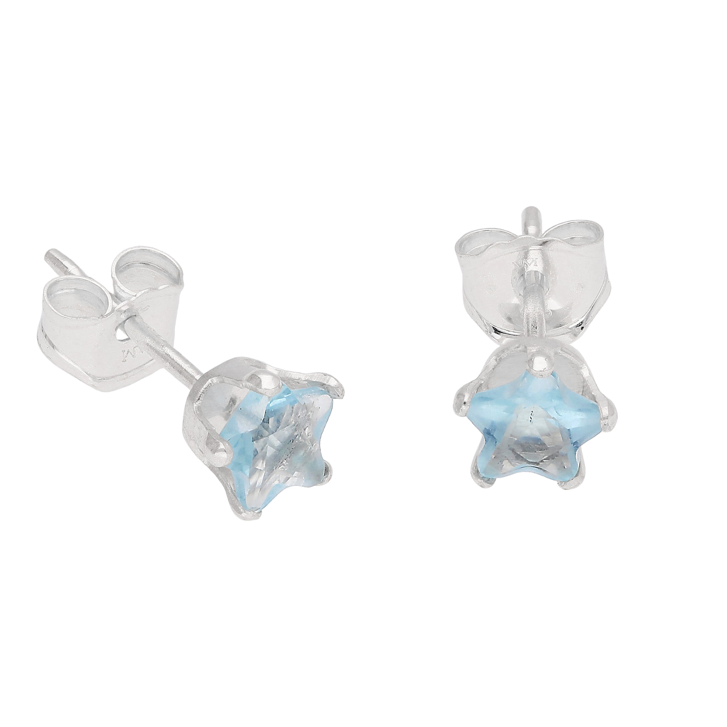 Sterling Silver 4mm Star CZ Stud Earrings