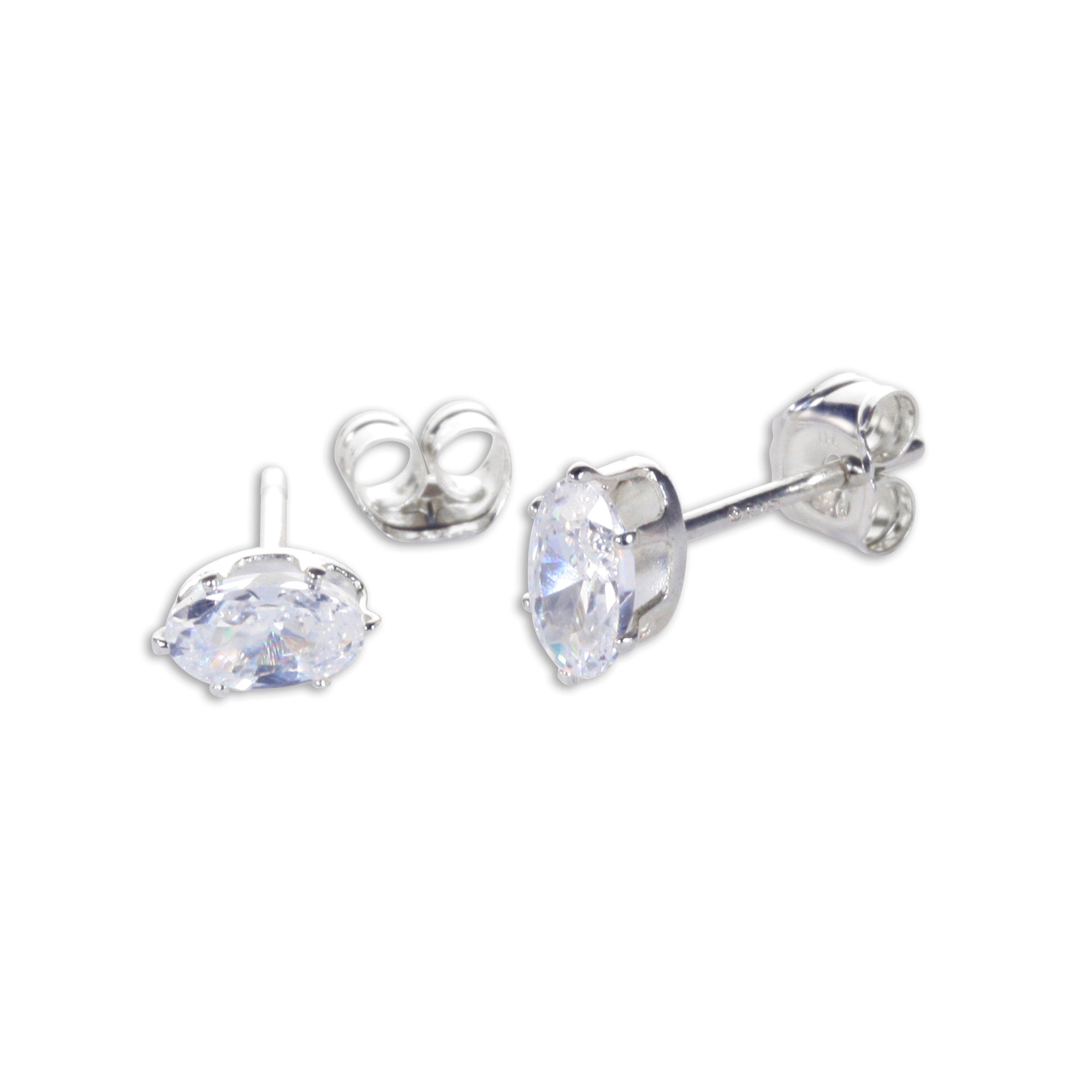 Sterling Silver Clear CZ Stud Earrings