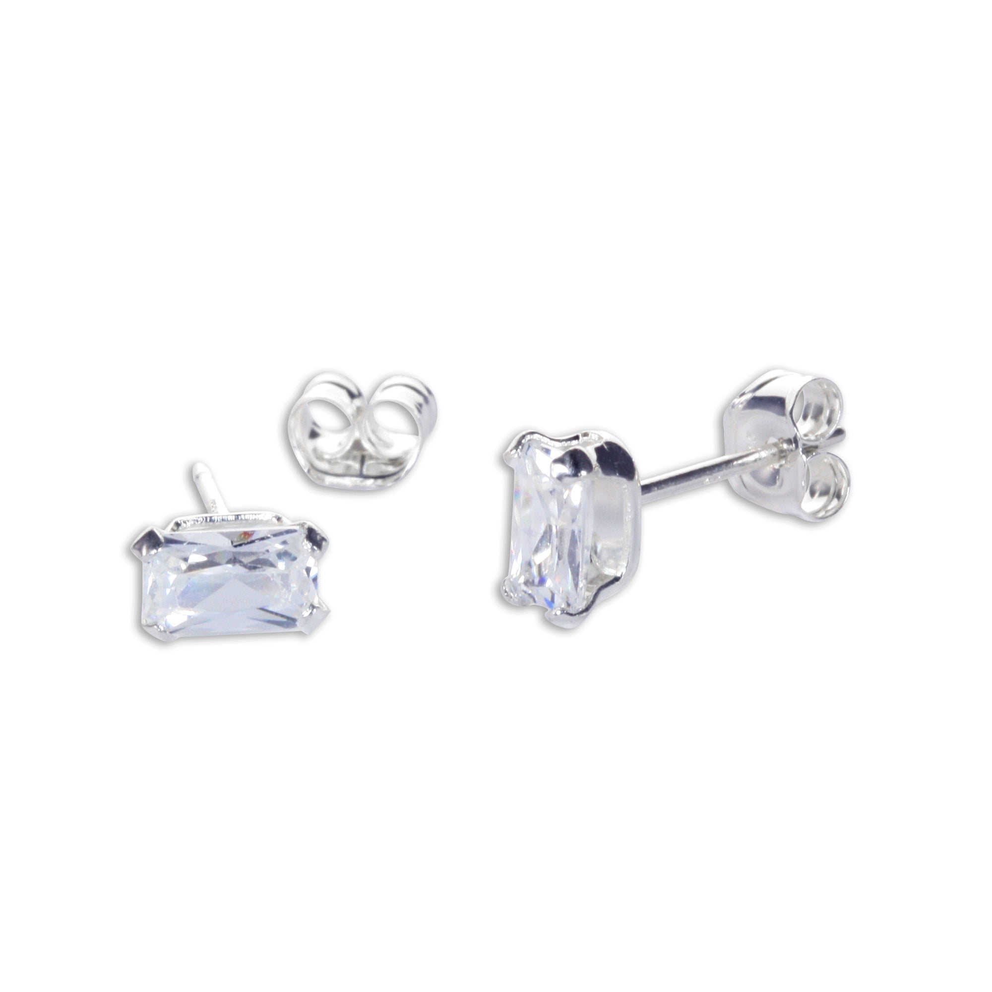 Sterling Silver Clear CZ Stud Earrings
