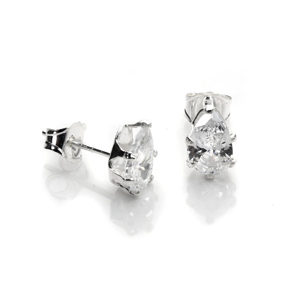 Sterling Silver Clear CZ Stud Earrings