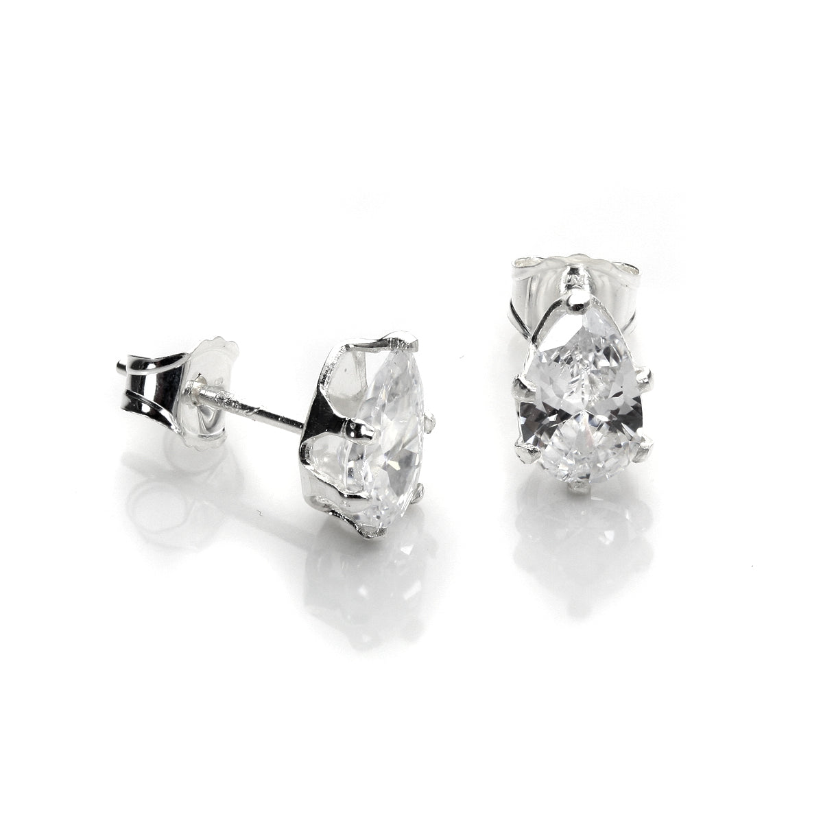 Sterling Silver Clear CZ Stud Earrings