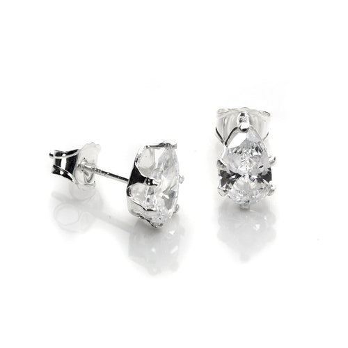 Sterling Silver Clear CZ Stud Earrings