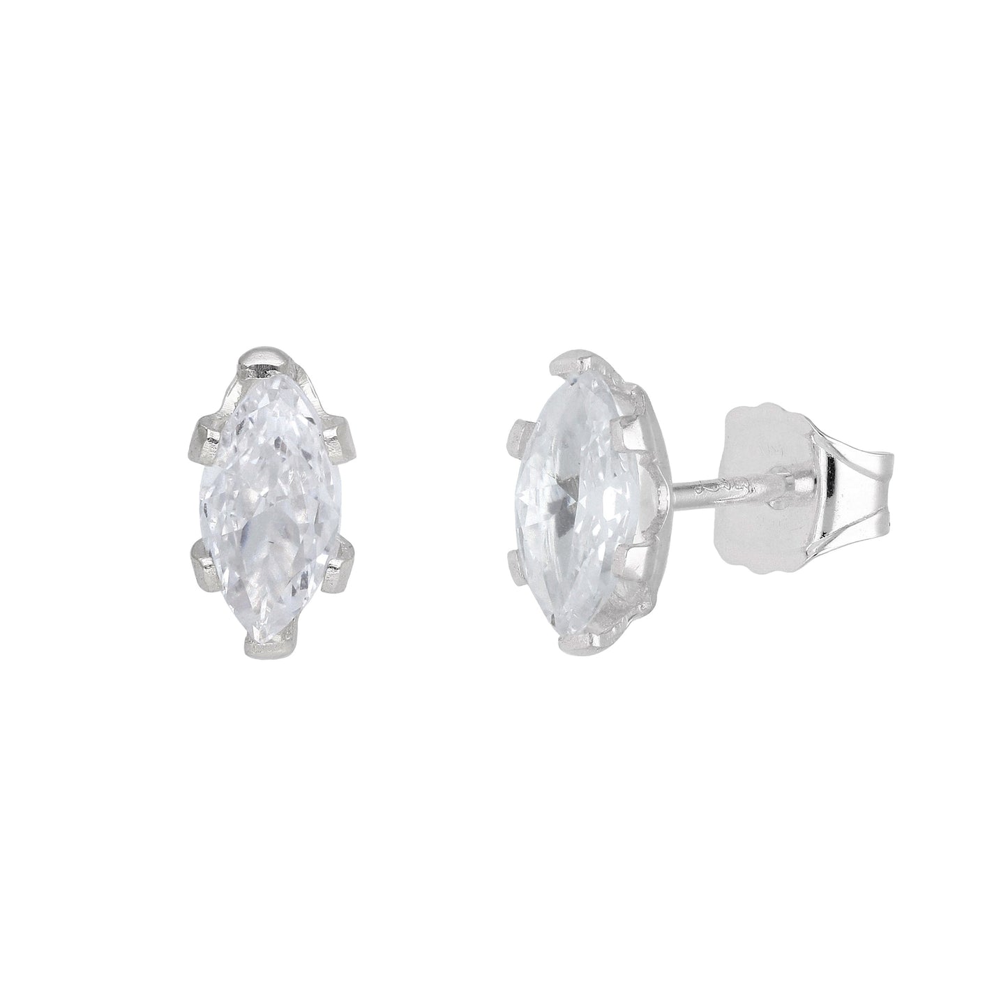 Sterling Silver Clear CZ Stud Earrings