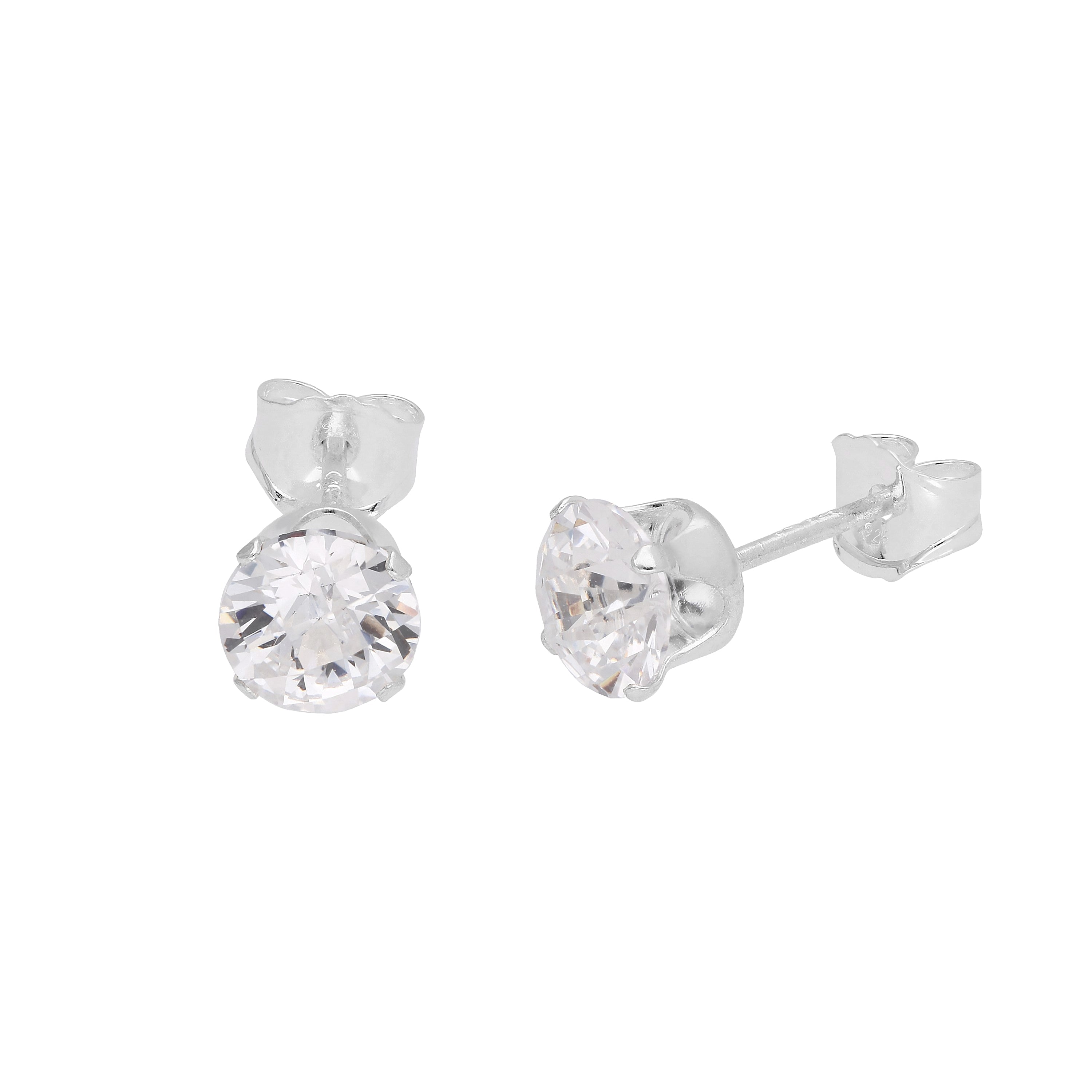 Sterling Silver Clear CZ Stud Earrings