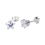 Sterling Silver Clear Star CZ Stud Earrings