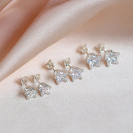 Sterling Silver Clear Star CZ Stud Earrings