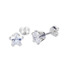 Sterling Silver Clear Star CZ Stud Earrings
